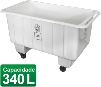 CARRO CONTAINER EM FIBERGLASS FUNDO ELEVADO SEM TAMPA - 340 LITROS RODÍZIOS 04"